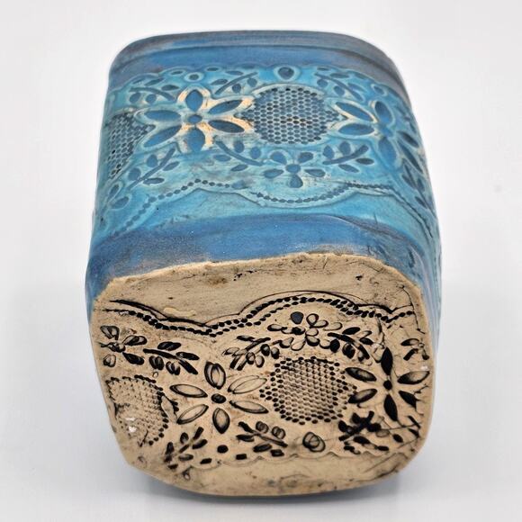 Handcrafted Studio Pottery Floral Jar with Lid - Artisan-Made Textured Design - Picture 4 of 6